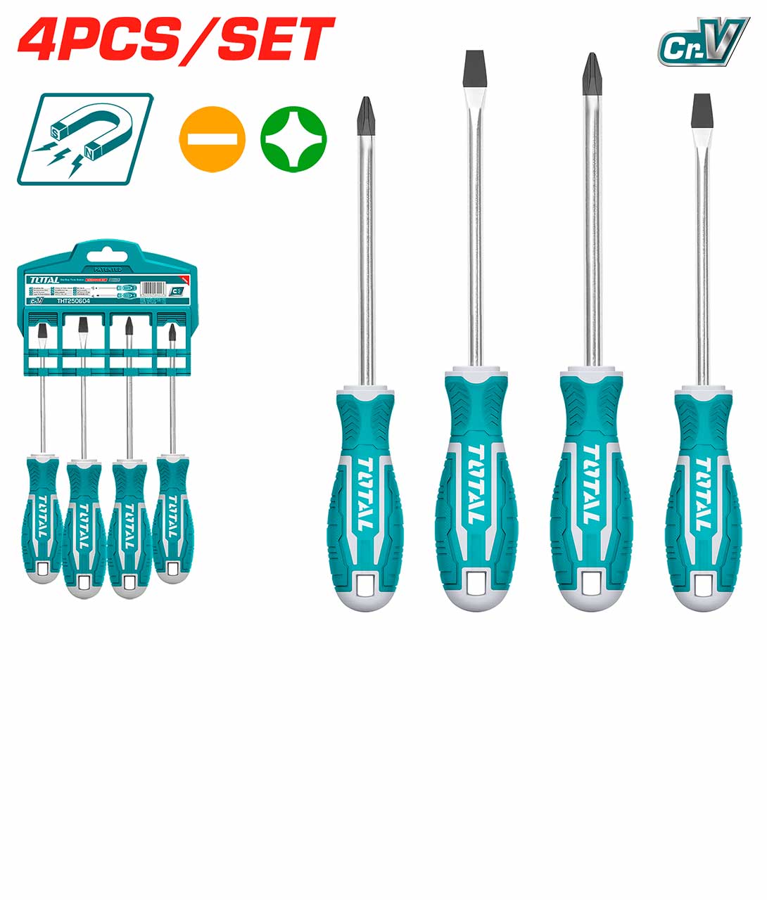 Total 4 pcs Screwdriver Set THT250604 Total